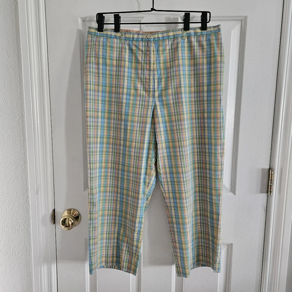 NWOT Vintage Lauren By Ralph Lauren Pastel Plaid Cropped Pants - Picture 1 of 8